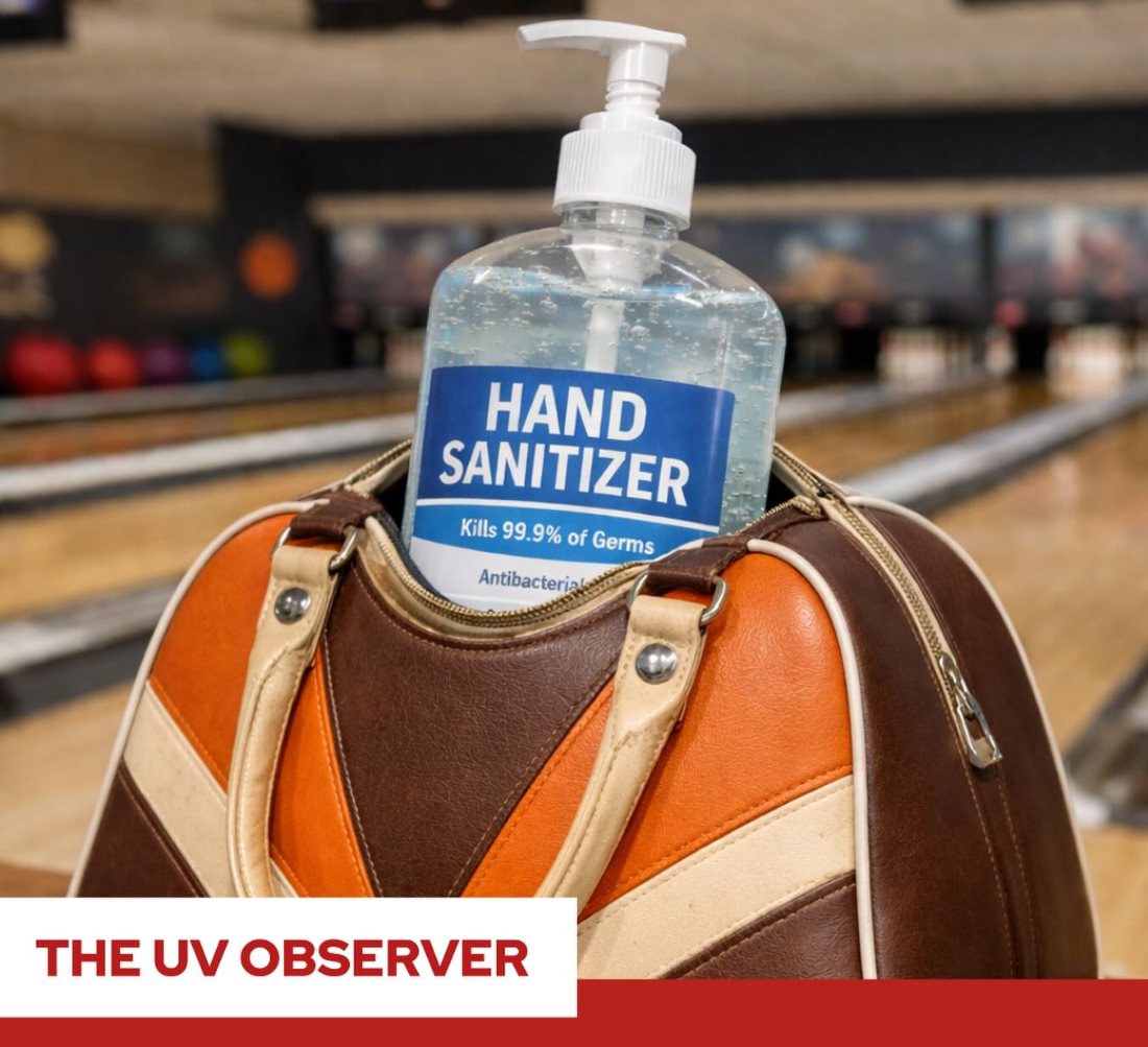 Serious Bowler Has Own Sanitizer Bag