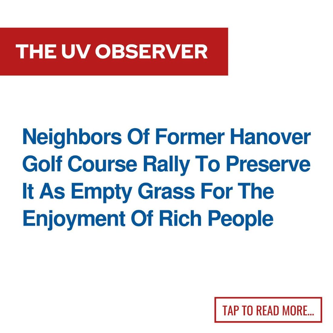 Neighbors Of Former Hanover Golf Course Rally To Preserve It As Empty Grass For The Enjoyment Of Rich People