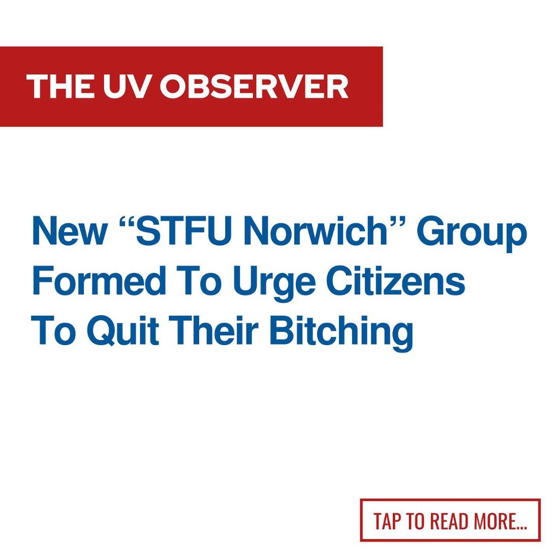 New “STFU Norwich” Group Formed To Urge Citizens To Quit Their Bitching