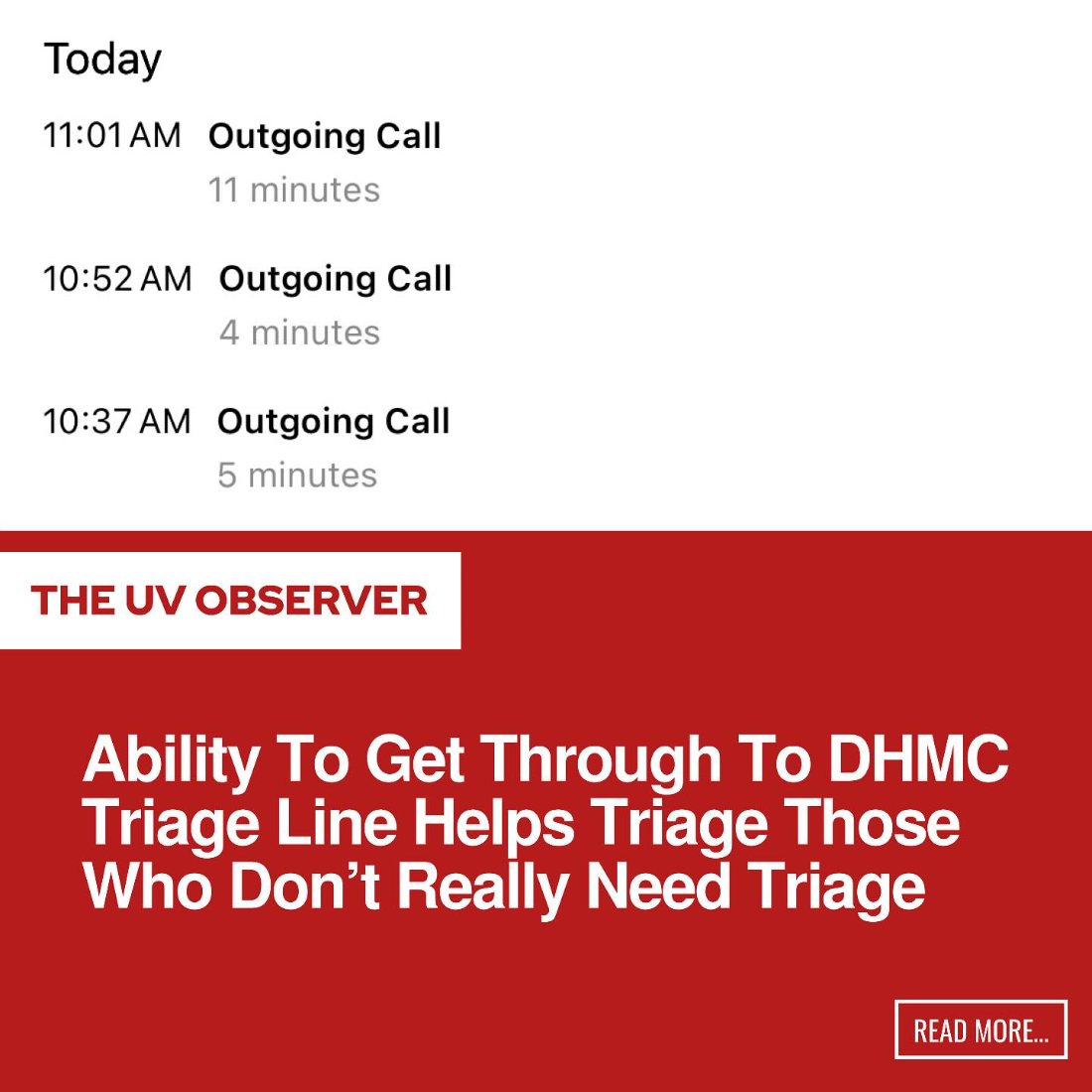 Ability To Get Through To DHMC Triage Line Helps Triage Those Who Don’t Really Need Triage