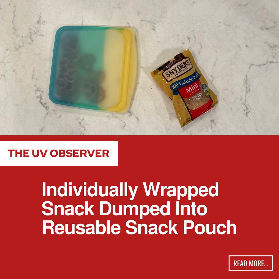 Individually Wrapped Snack Dumped Into Reusable Snack Pouch